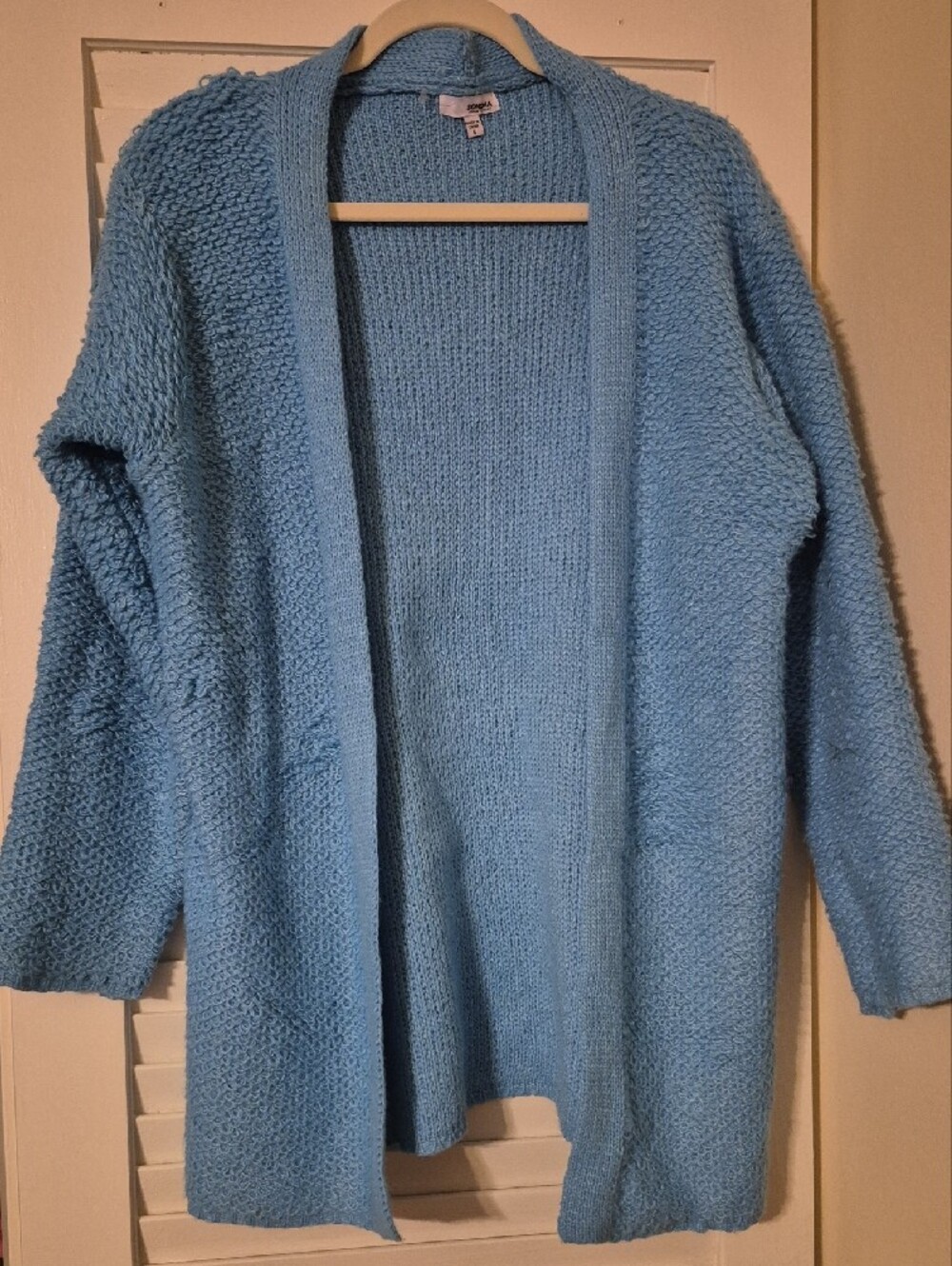 Cozy Sky Blue Open-Front Knit Cardigan